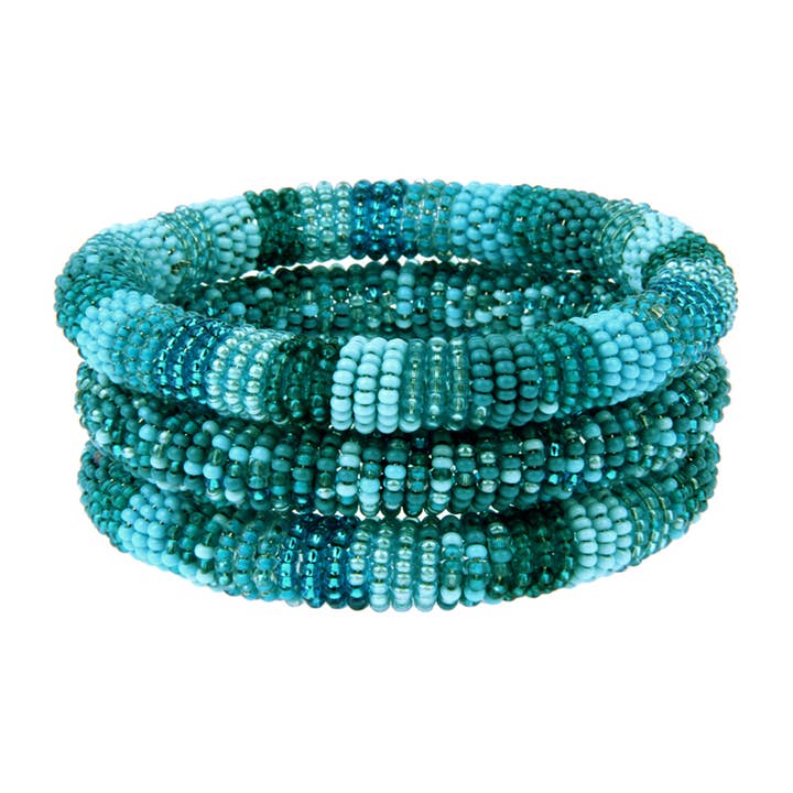 Erik & Mike – wholesale Beaded bracelet – Seed Bead Coil Bracelet 3 asst,6 pc in Kandara Blue $6 each