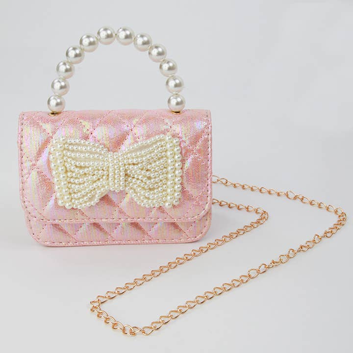 Sparkle Sisters by Couture Clips - Wholesale Crossbody Bag - Kids - Shimmer Pearl Bow Purse