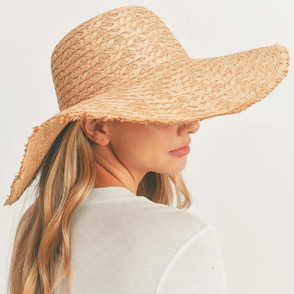Sensibling Corp. - Wholesale Straw Hat - Women's - Trim Detailed Solid Straw Sun Hat
4