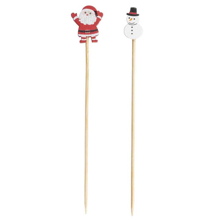 4.5" Decorative Picks (Snowman & Santa), Pack of 100 for wholesale by TableCraft Products Company