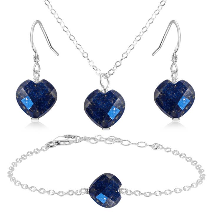 Lapis Lazuli Crystal Heart Jewellery Set for wholesale by Luna Tide