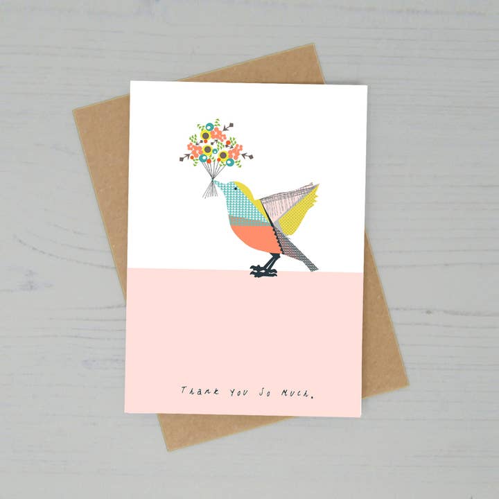Thank You Cards - Bird Bouquet - Pack of 6 for wholesale by Lucy Alice
