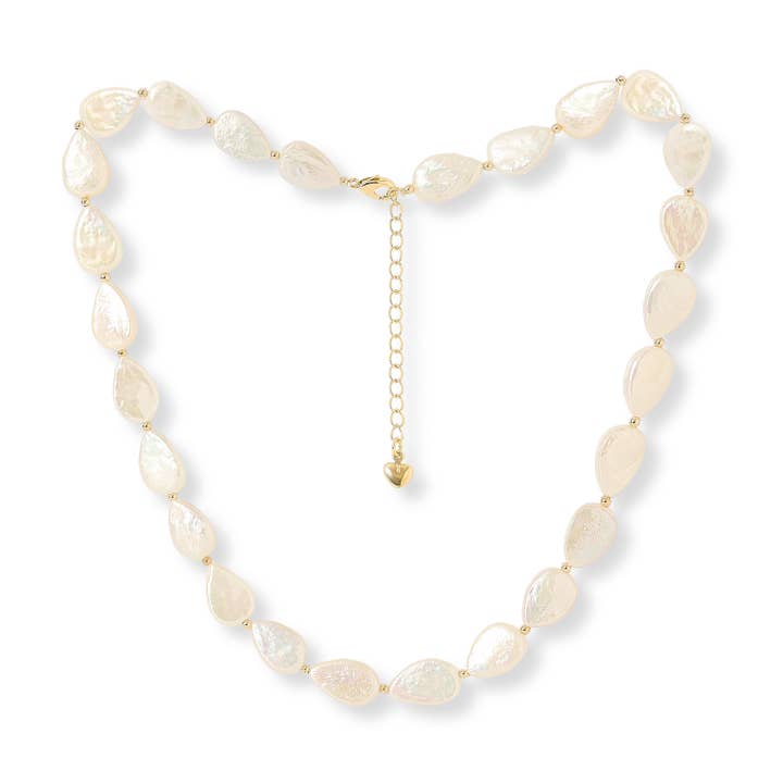 Collana con perla d'acqua dolce coltivata a goccia e perline dorate per la vendita all'ingrosso da parte di Pearls of the Orient