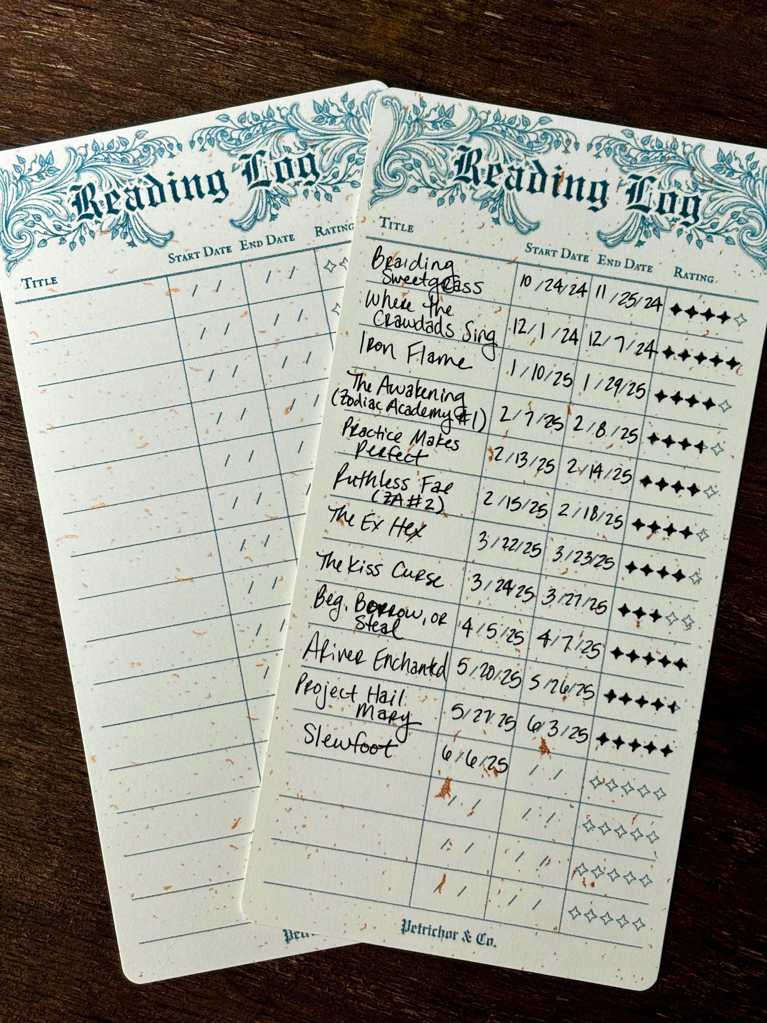 Petrichor & Co. - Wholesale Bookmark - Reading Log Bookmark – Book Tracker Stationery3