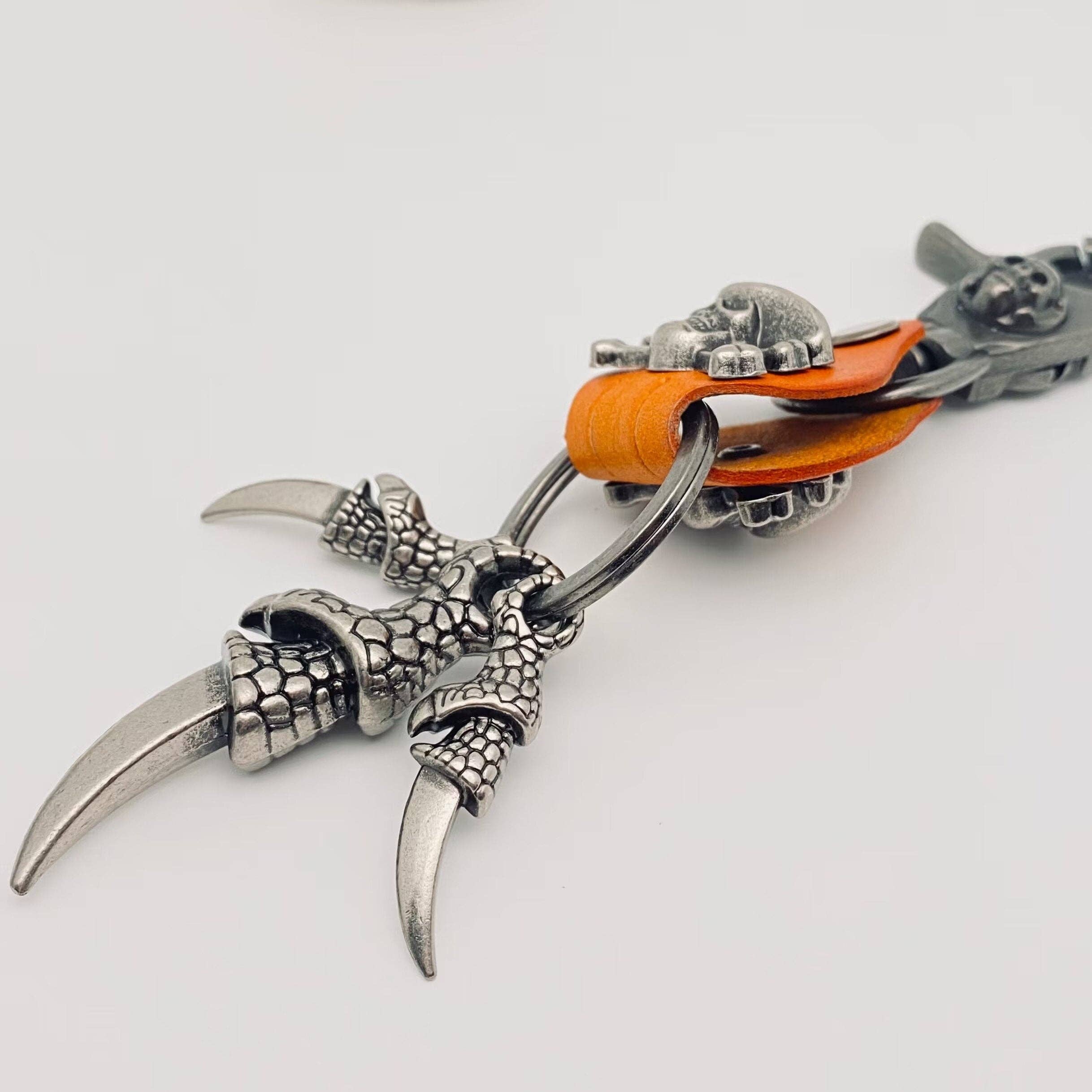 Mio Queena - Wholesale Keychain - Unisex - Punk Leather Keychain Skull Style Dragon Claw Pendant5