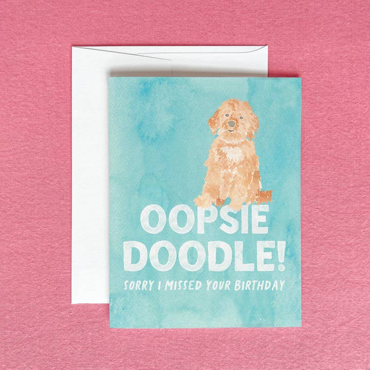 Gert & Co - Wholesale Birthday Card - Belated Birthday Goldendoodle Greeting Card | Oopsie Doodle5