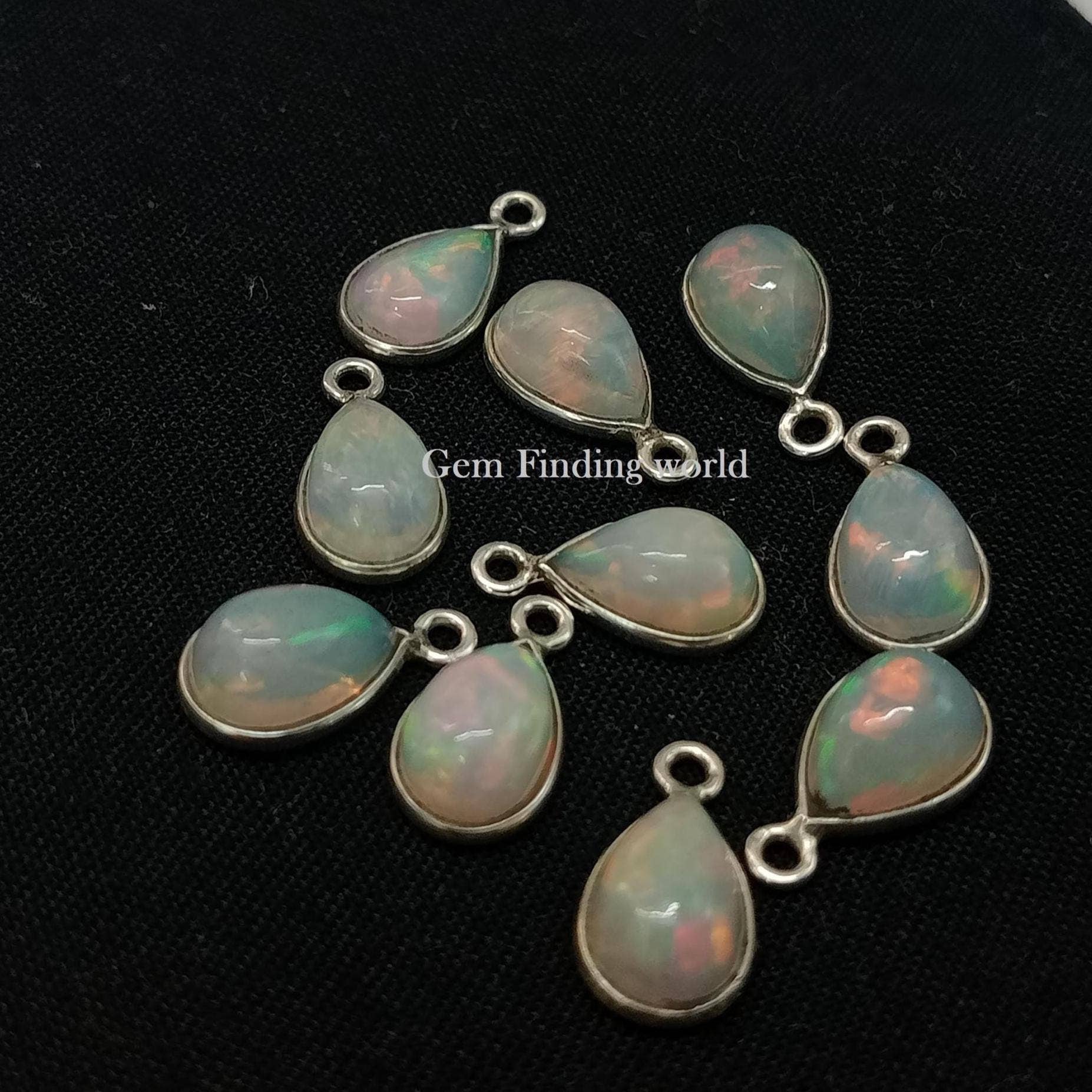Rishi Jewelry – wholesale Individual charm/pendant – Ethiopian Opal Gemstone Charm Pendant Silver Connector2