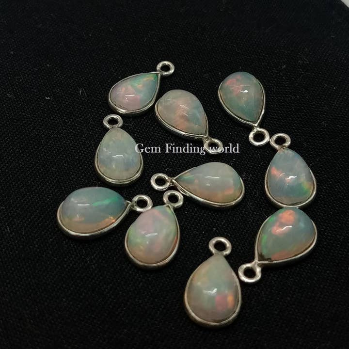 Rishi Jewelry – wholesale Individuell berlock/hänge – Etiopisk opal ädelstensberlock hängsmycke silveranslutning2
