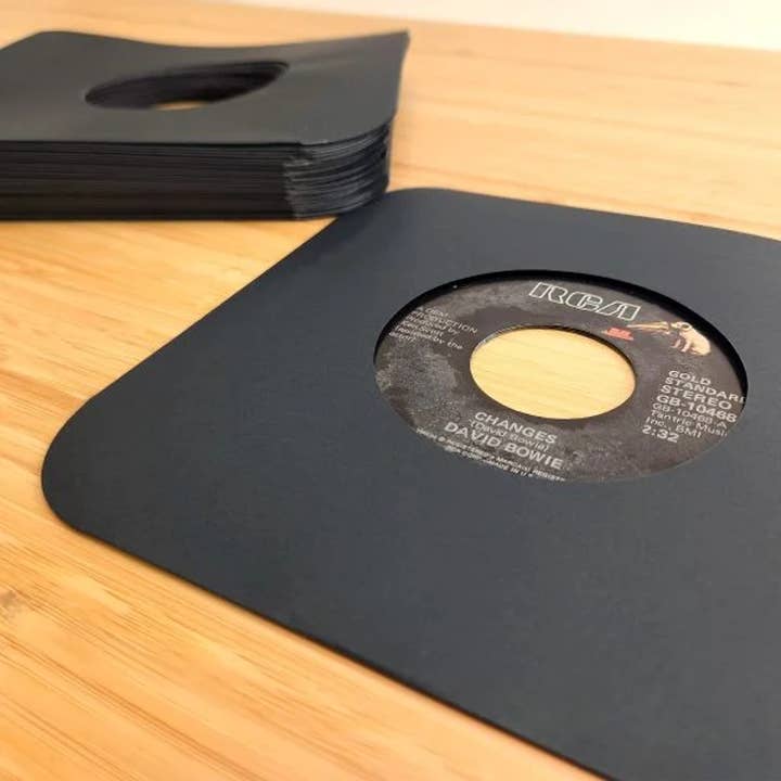 Vinyl Provisions - Wholesale Craft Supplies - 7 Inch Black Paper Inner Record Sleeves - Round Corners