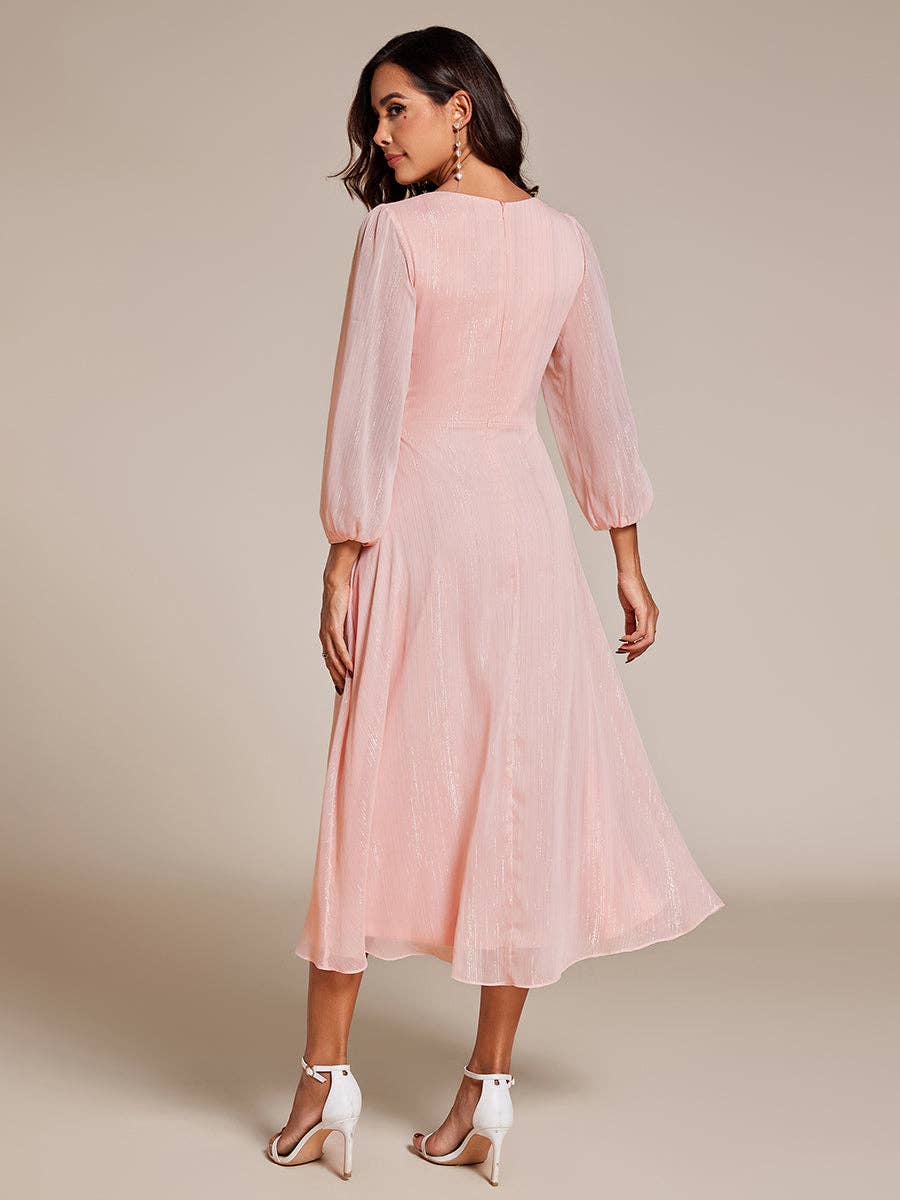 Ever-Pretty - Vente Robe de soirée – femme - Robe scintillante en mousseline pour invitée de mariage à manches longues29