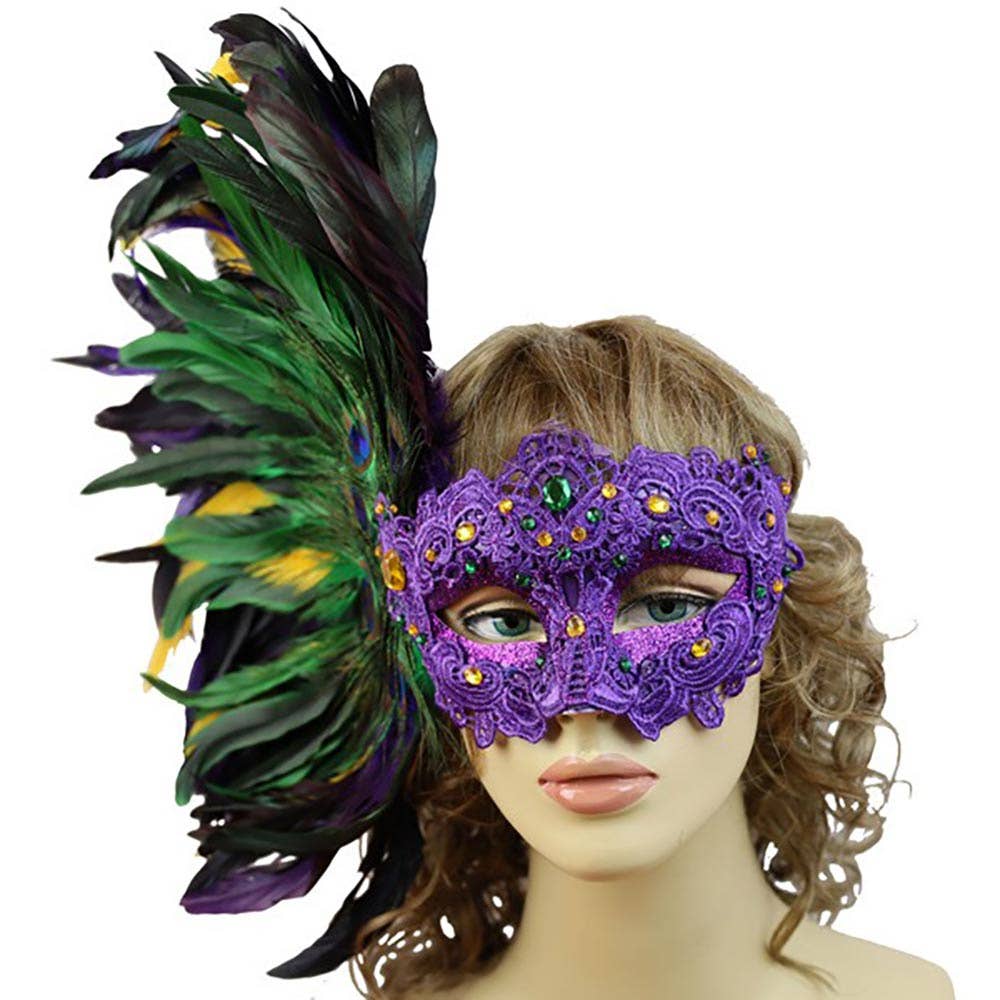 Sensibling Corp. - Wholesale Costume - Women's - Mardi Gras Masquerade Venetian Feather Mask
1