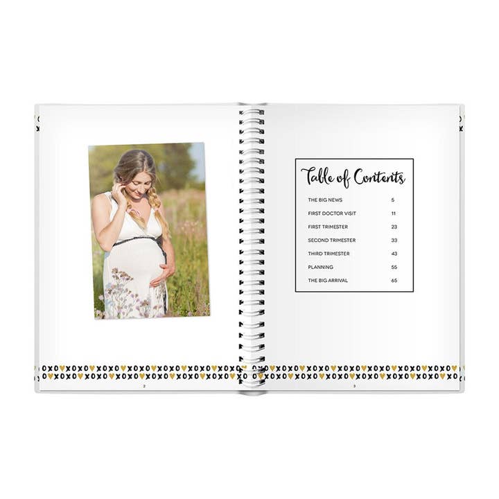 Pearhead - Wholesale Journal/Diary - Maternity - Pregnancy Journal, Black White & Gold