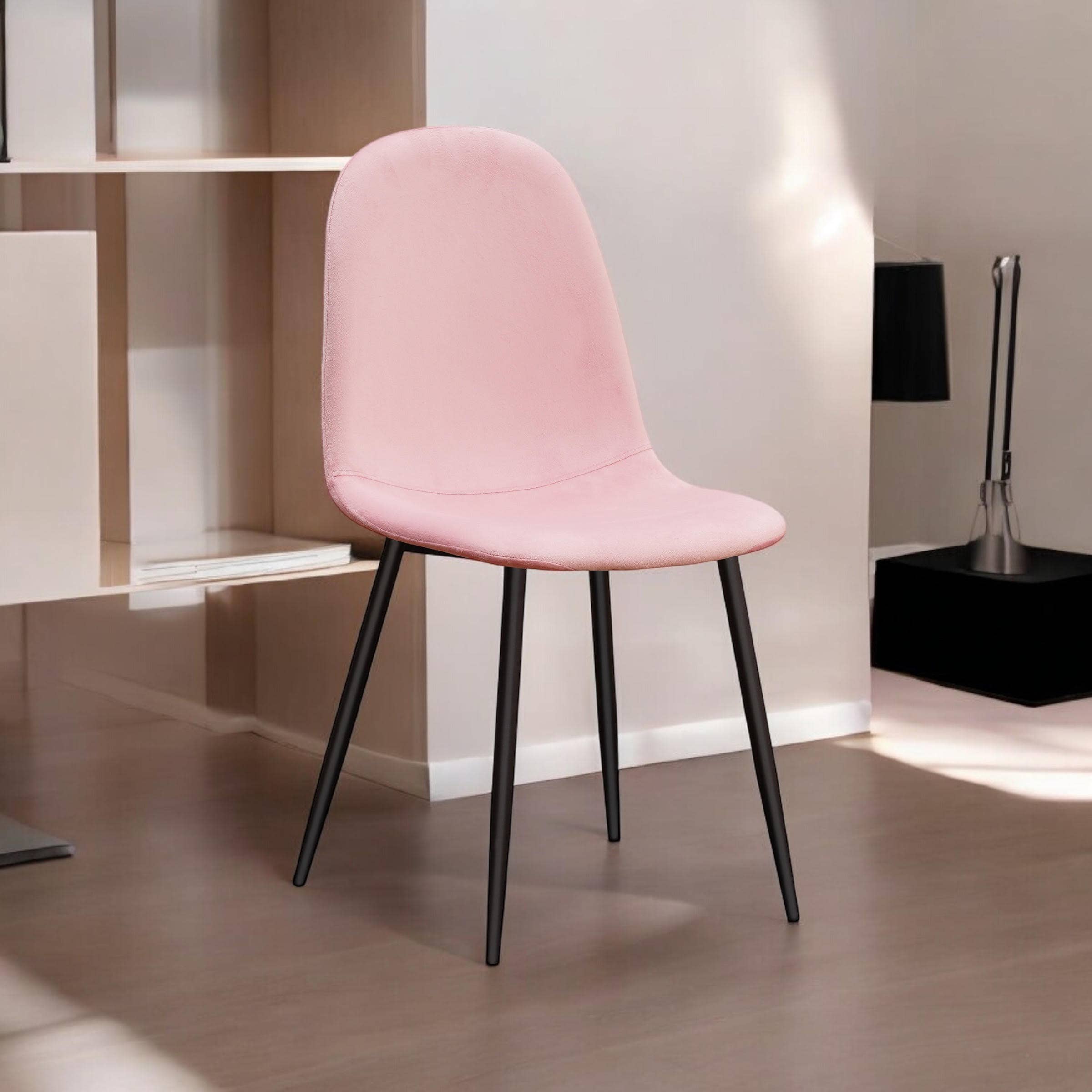 Minster Stylish Living Ltd - Wholesale Chair - Pink Fabric Chair Black Metal Legs