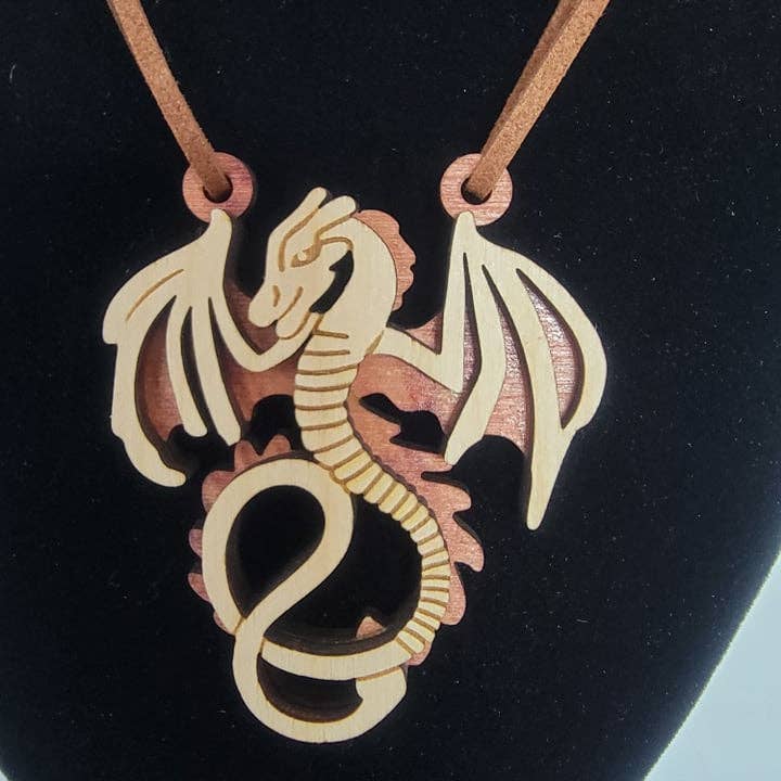 Boho Wood Dragon Necklace for wholesale by Morgan's Corner