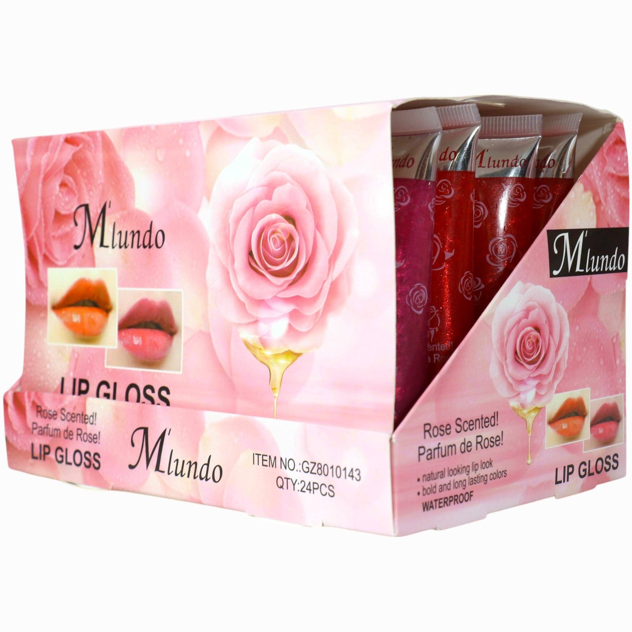 ASSORTED Miundo Rose Scented Lip Gloss GZ8010143 (24PC) for wholesale on Faire8