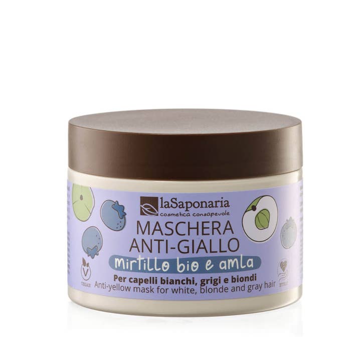 La Saponaria – wholesale Hårmask - Herr – Anti-gul mask - Ekologisk blåbär och Amla (200 ml)
