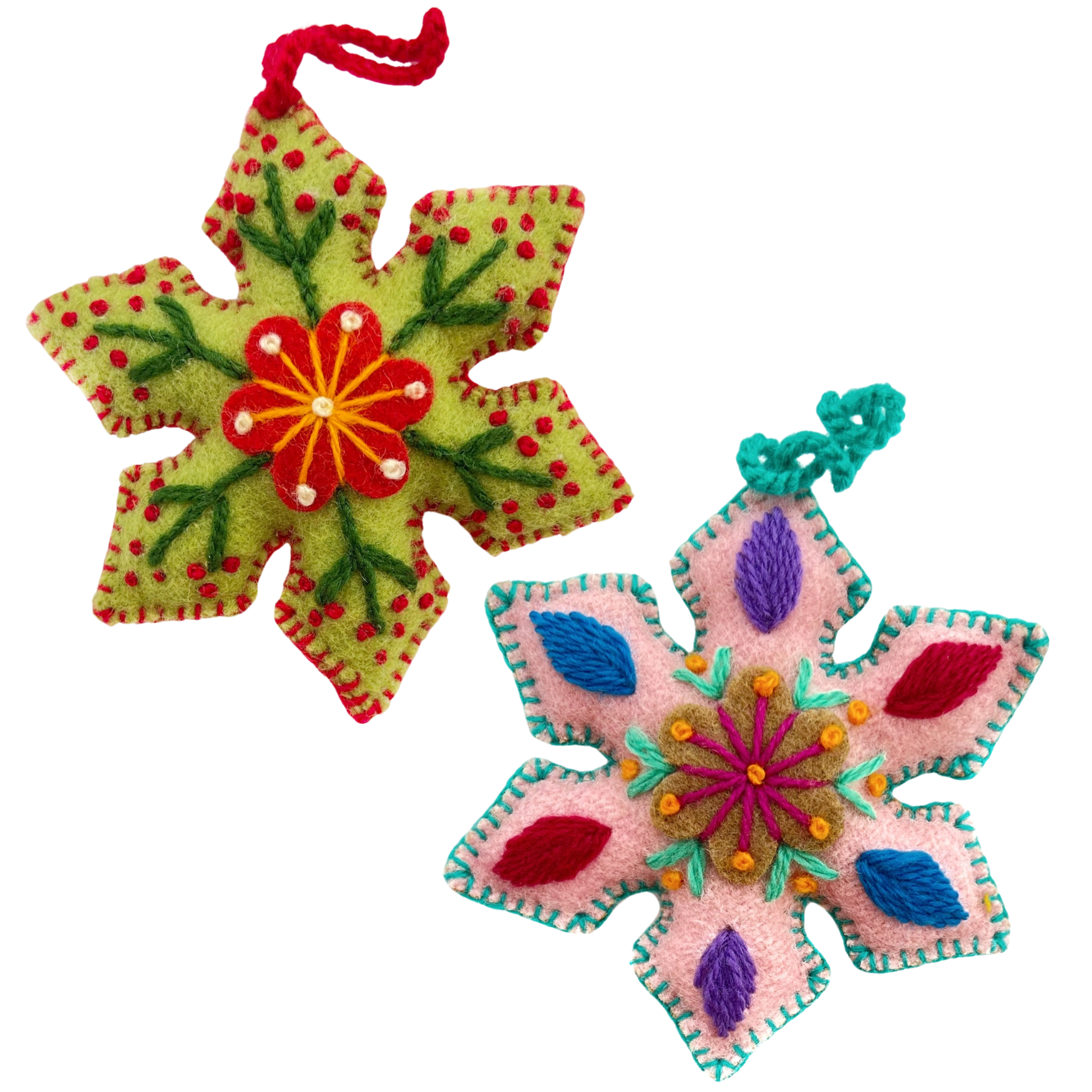 Ornaments 4 Orphans - Wholesale Ornament - Colorful Snowflake Embroidered Christmas Ornament, Various Colors4