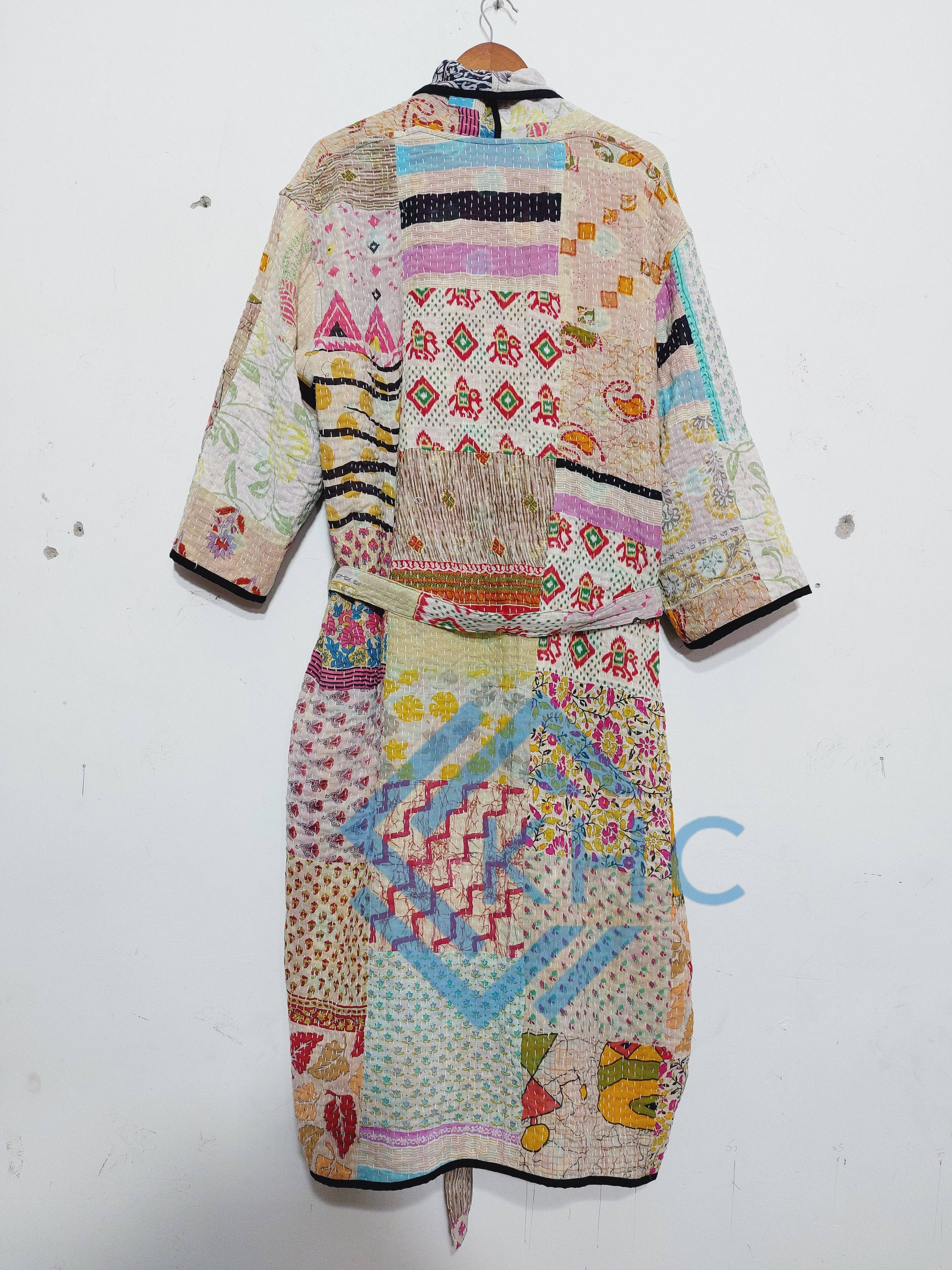 KHC – wholesale Robe – Women's – Patchwork Bath Robe | Vintage Kantha Cotton Kimono | Cotton Robe | Kimono Indian Dressing Gown | Night Wear Suit | Long Cotton Robe3