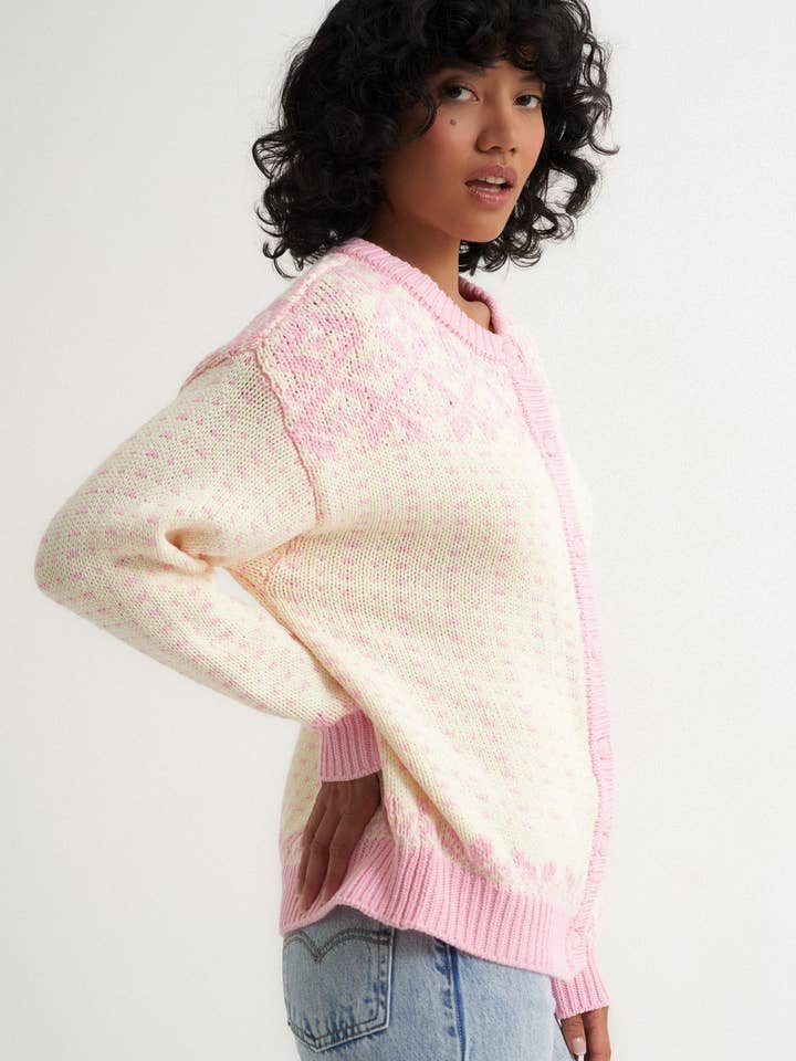 Callahan Knitwear – Großhandel Strickpullover – Damen – Übergroße Maeve-Strickjacke - Rosa1