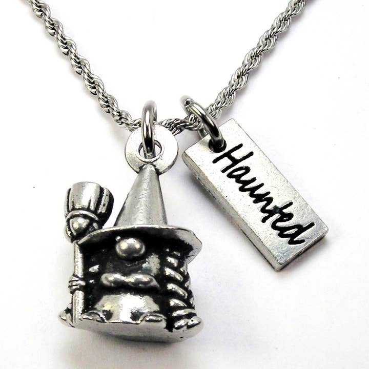 Haunted Witch Gnome 3D Charm Necklace for wholesale by Chubby Chico Charms