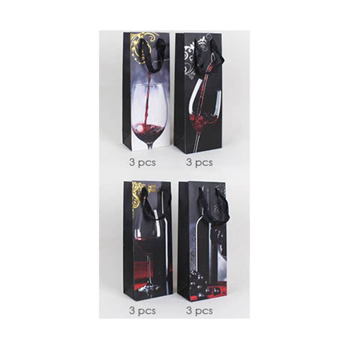 Sensibling Corp. - Wholesale Wine Gift Bag - 12PCS - Wine Glass Printed Wind Gift Bags1