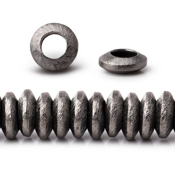 Beads of Cambay - Wholesale Beads - 10mm Brushed Large Hole Disc Beads1