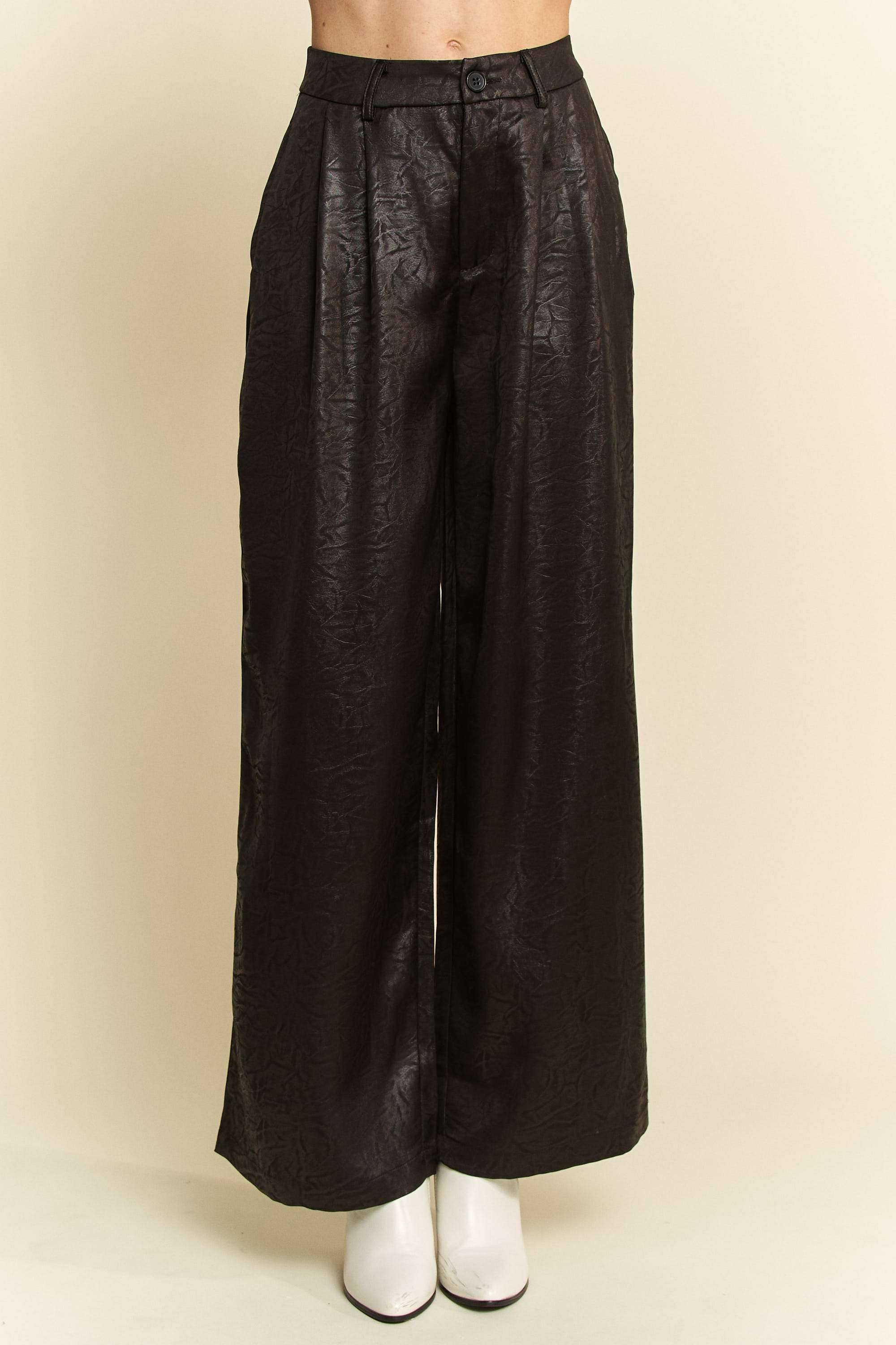 Davi & Dani – wholesale Pants – Women's – PLUS WIDE LEG TROUSERS CRINKLED TEXTURED PANTS12