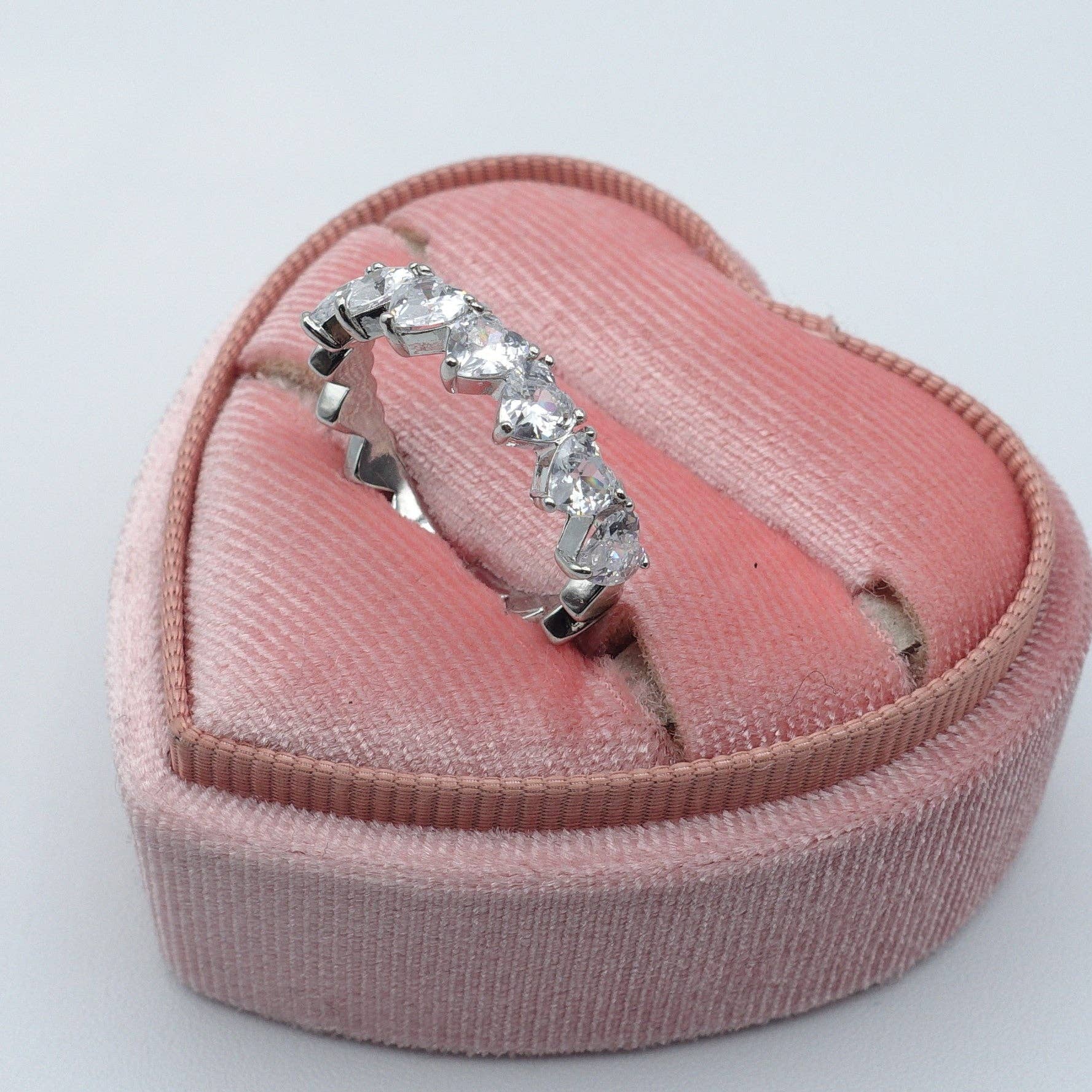 Daemon srls - Wholesale Multi-Stone Ring - JENNY- cuori orizzontali ~ ANELLO REGOLABILE con cubic zirconia a forma di cuore0