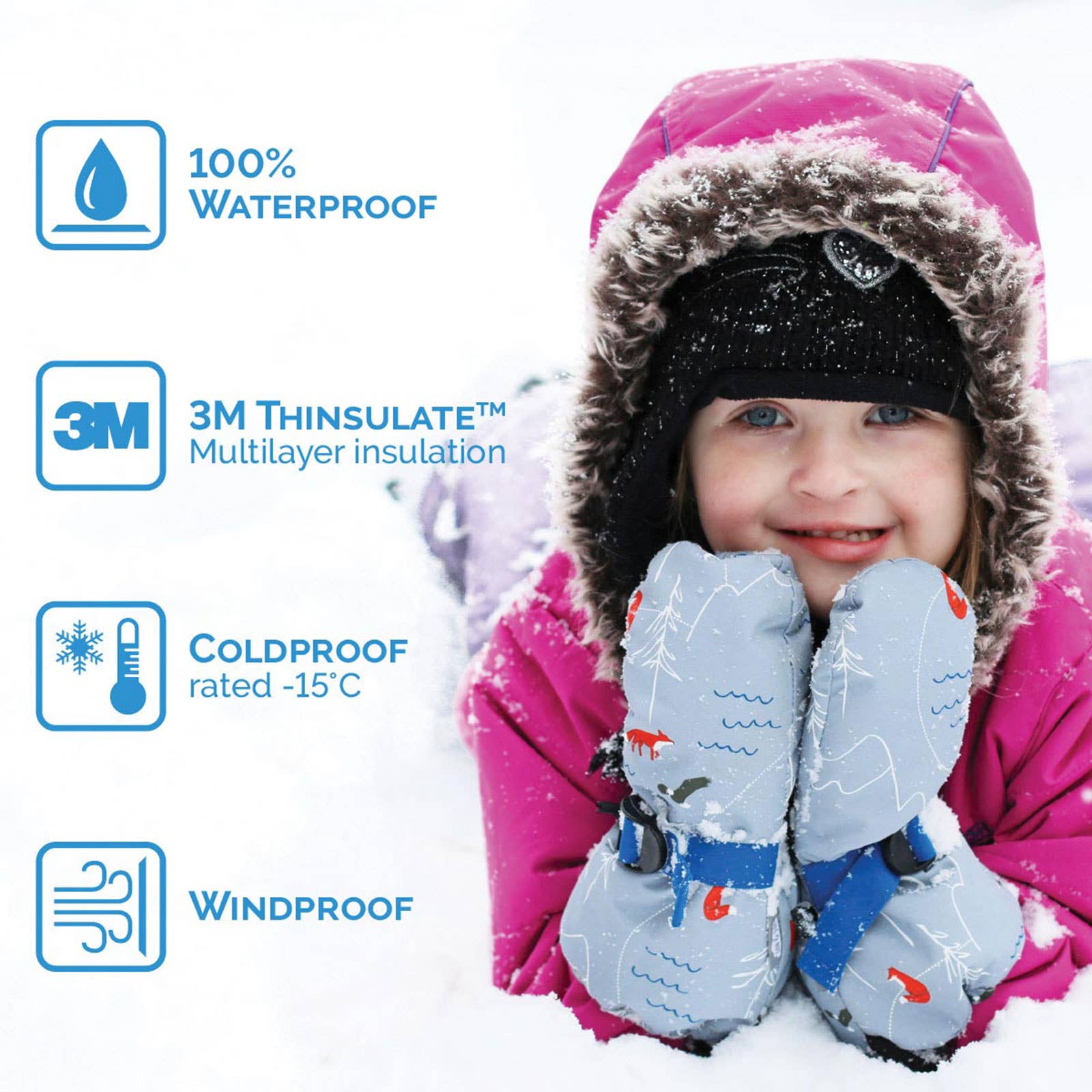 Jan & Jul - Wholesale Mittens - Kids - Woodland Camo | Toasty-Dry Waterproof Snow Mitten3