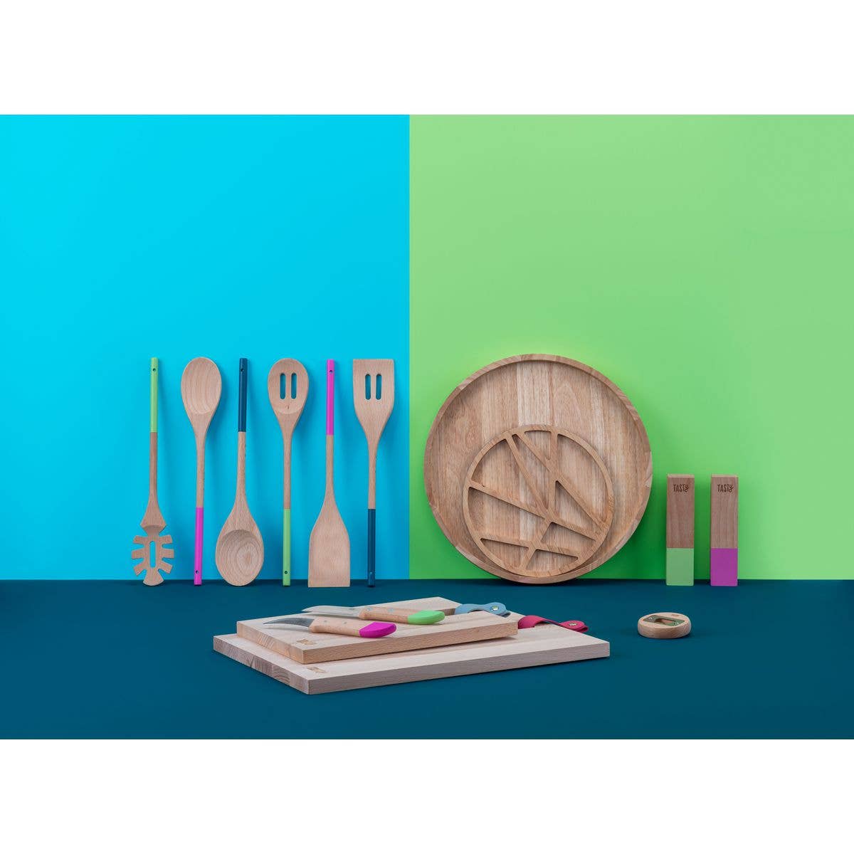 Zenker - Wholesale Cutting Board - Rectangular wooden cutting board 25 x 18 cm Tasty Green8