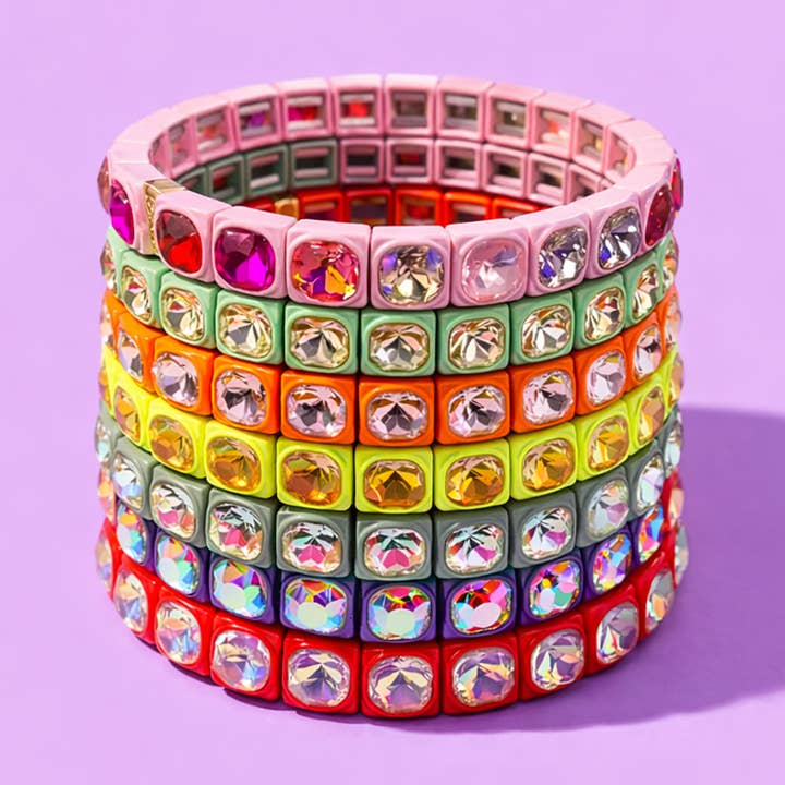 Bracelet extensible émaillé - Petites pierres - Zoe - Couleurs assorties pour la vente par Taylor Elliott Designs