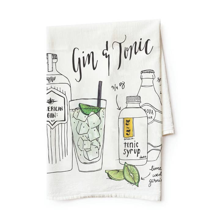 Wild Ink Press - Wholesale Tea Towel - Gin & Tonic Cocktail Recipe Tea Towel