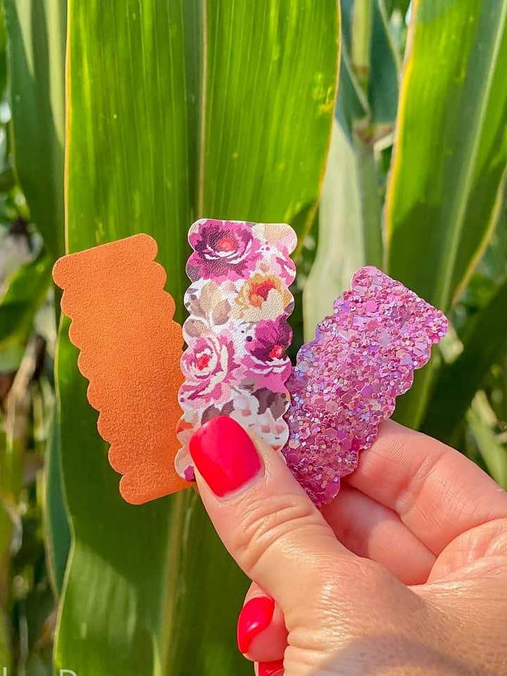 2.5" Rectangle Scallop Snap Clip 3pak-Elegant Autumn Floral for wholesale by Dainty Delights Creations