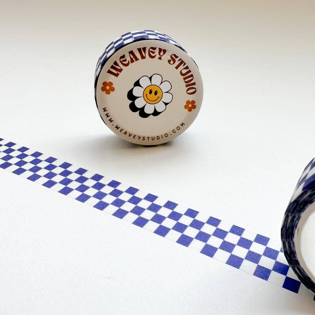 Weavey Studio - Wholesale Washi tape - Weavey Studio, navy blue checkered washi tape