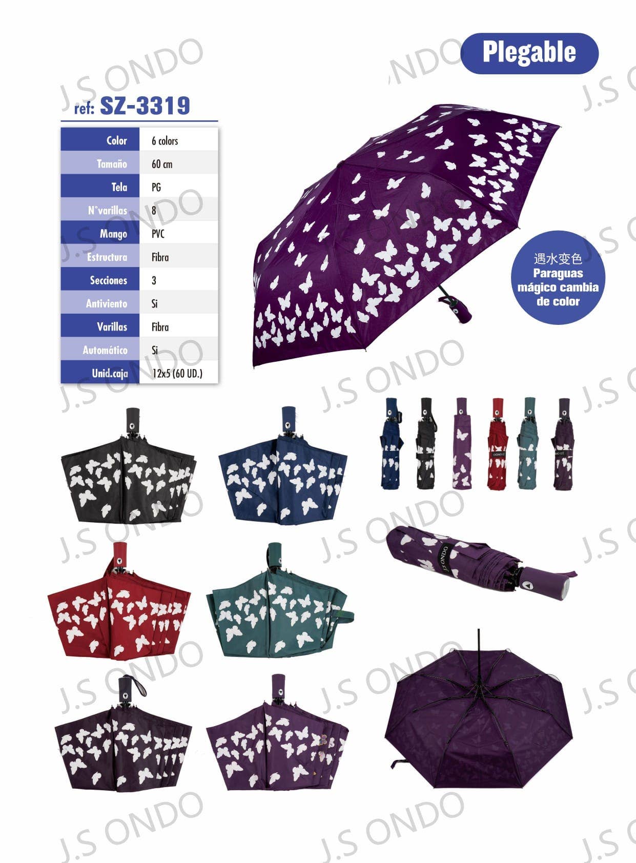 ASSORTMENTS UMBRELLAS THAT CHANGE COLOR WHEN WET- 6 PIECES for wholesale on Faire0