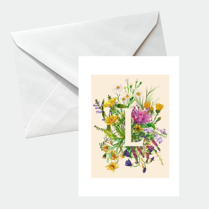Personalized Stationary Set- Letter L for wholesale by Wild Botanical Atelier