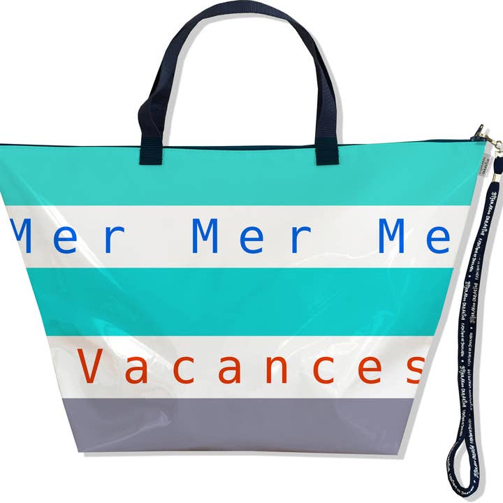 Sac Week End, Grand Sac de voyage marinière bleue et grises pour la vente par BISTRAKOO