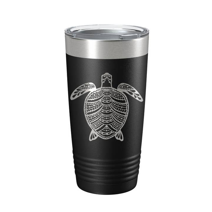 Tasse de voyage Zentangle Sea Turtle Tumbler, tasse à café isolée gravée au laser, 20 oz pour la vente par CarveBright