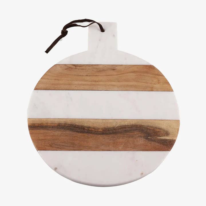 Mez Round Marble Wood Paddle Charcuterie Board for wholesale by INOX artisans