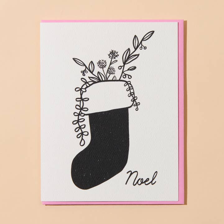 Botanical Stocking Noel Christmas Greeting Card - Stocking stuffer, Holiday, Gift Guide for wholesale by And Here We Are