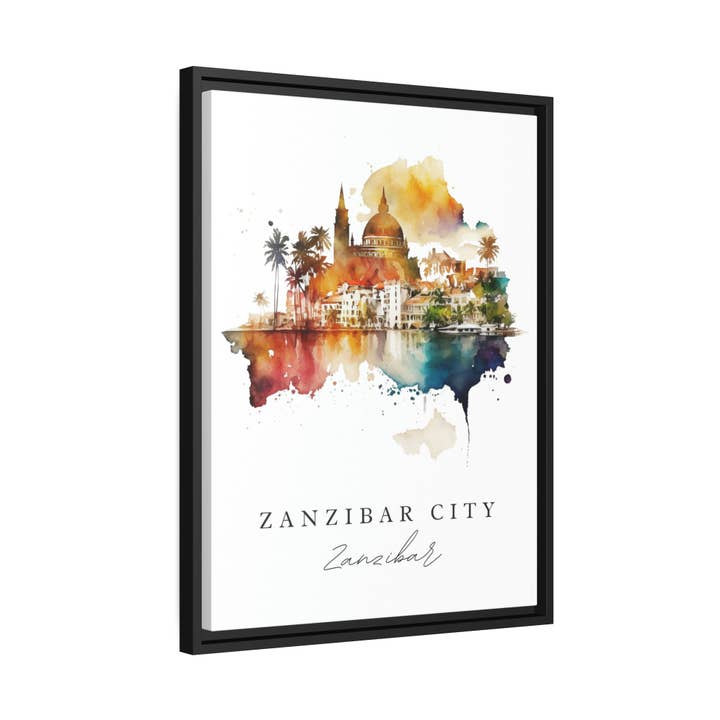 Premium Travel Art - Wholesale Art Print - Zanzibar traditional travel art - Africa, Zanzibar City poster, Wedding gift, Birthday present, Custom Text, Personalised Gift1