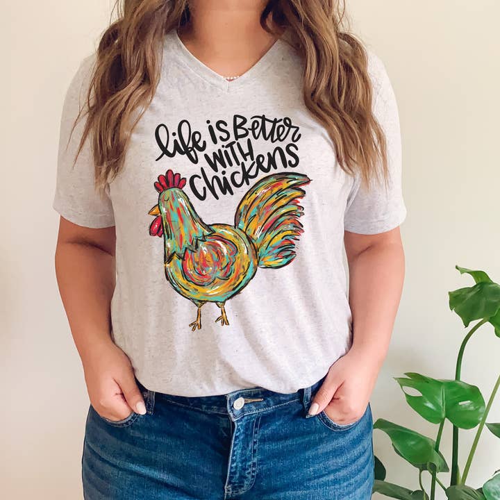 Painted Skies - Vente T-shirt sérigraphié – femme - La vie est meilleure avec le t-shirt de la ferme des poules0