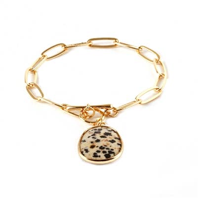Gold Link Växla med dalmatiska natursten 7 1/2" för wholesale av What's Hot