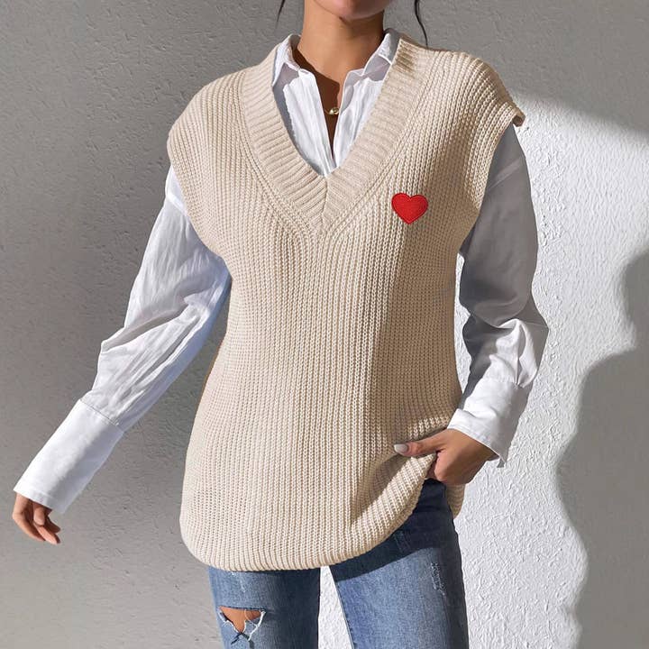 Damers vår/höst V-ringad broderad tröja väst för wholesale av XINGYE FASHION INC