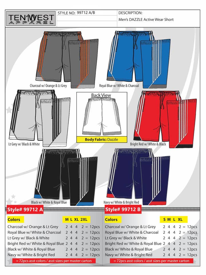 Meshshorts för män S-XL - 99712B för wholesale av Ten West Apparel