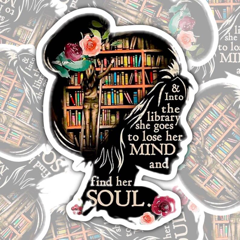 Valajo Designs - Wholesale Sticker - And Into The Library She Goes, Book-ish Waterproof Sticker0