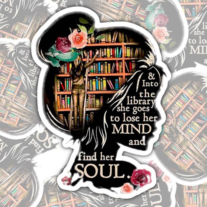 Valajo Designs - Wholesale Sticker - And Into The Library She Goes, Book-ish Waterproof Sticker