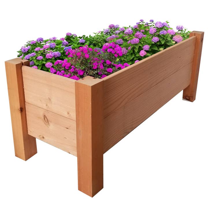 GrowGardens1' x 3' x 16" Redwood Elevated Garden Bed for wholesale by GrowGardens