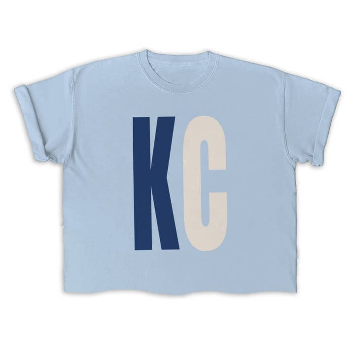 Bold KC Cropped T-Shirt - Blue for wholesale by Ampersand Design Studio
