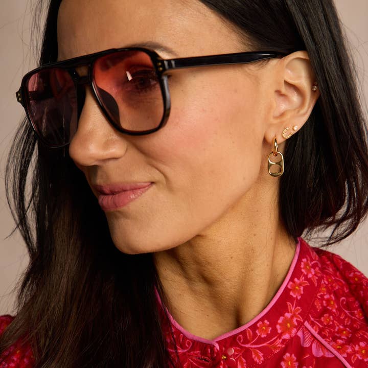 Nickel and Suede - Wholesale Huggie Earrings - Gold Soda Tab Huggies1